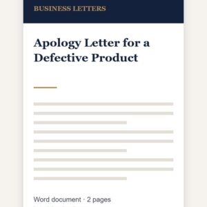 Apology Letter for a Defective Product (Replacement or Refund)