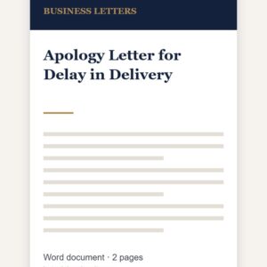 Apology Letter for Delay in Delivery