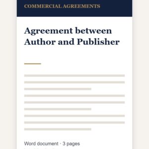 Agreement between Author and Publisher – editable Word template