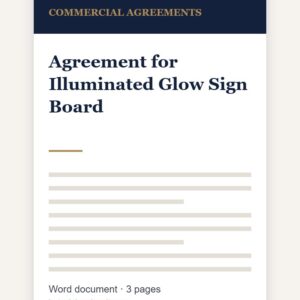 Agreement for Illuminated Glow Sign Board – editable Word template